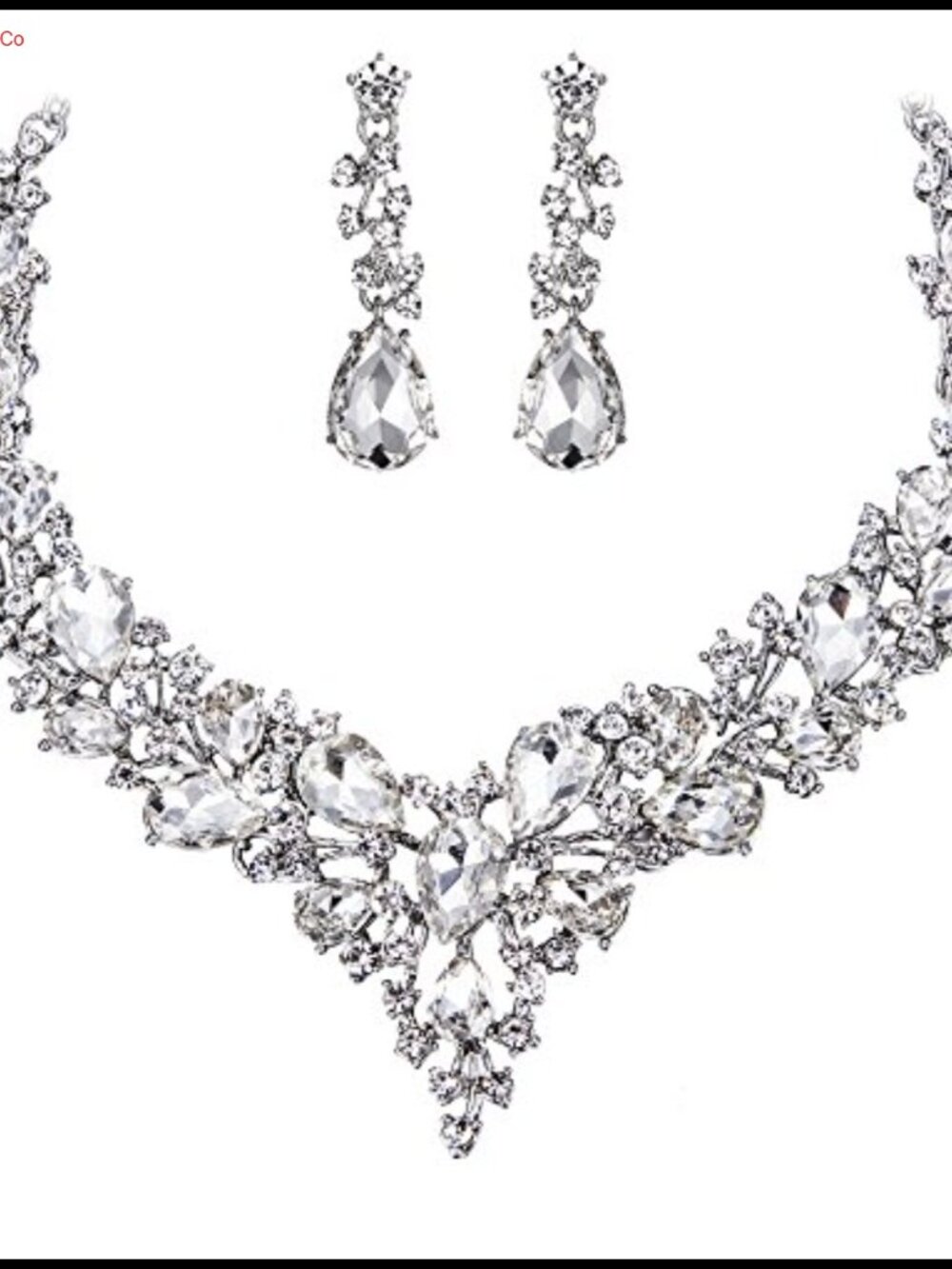 Austrian Crystal Statement Necklace Earring Set Wedding Jewelry